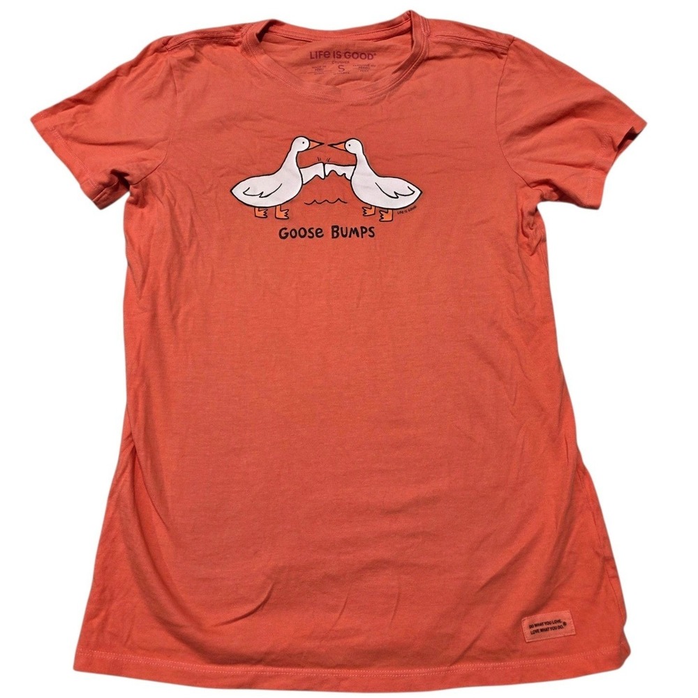 Life Is Good Crusher Tee Goose Bumps Women S Orange Cotton Short Sleeve Graphic